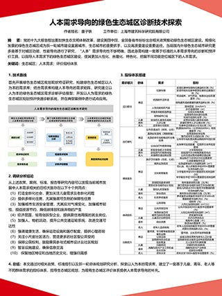 人本需求导向的绿色生态城区诊断技术探索